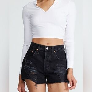 NEW Levi's 501 Black Ripped Denim Shorts 29